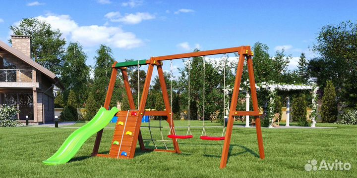 Игровая площадка для дачи с горкой и качелями