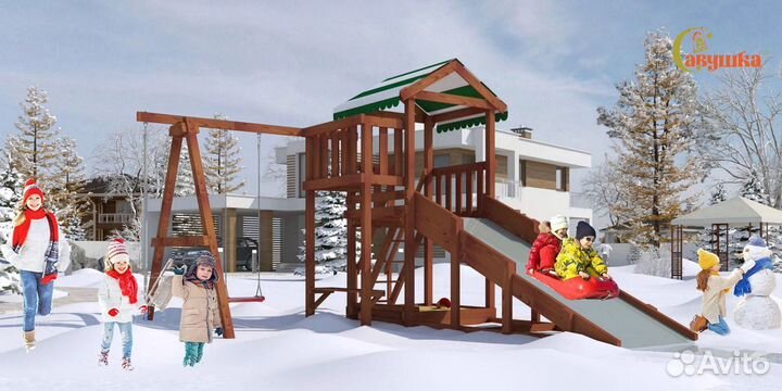 Детская площадка Савушка 4 сезона Мастер 1 Махагон