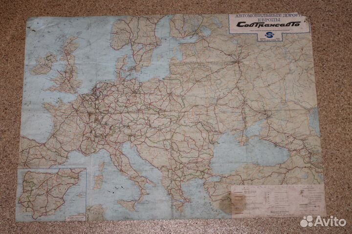 Карта СССР и карта автодорог европы, карта Спб