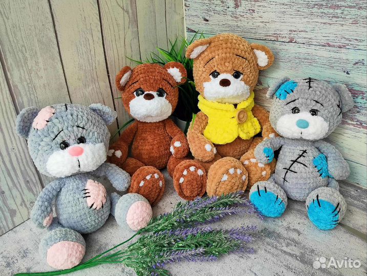 Вязаная игрушка мишка Тедди