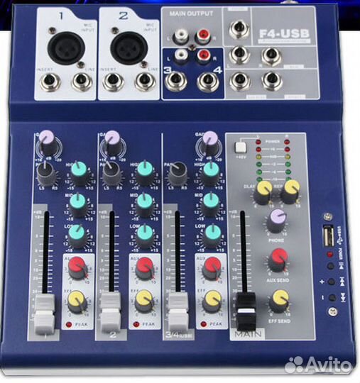 Микшерный пульт, микшер 4 канальный новый