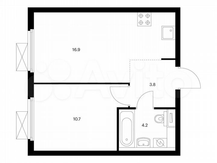 1-к. квартира, 35,6 м², 9/25 эт.