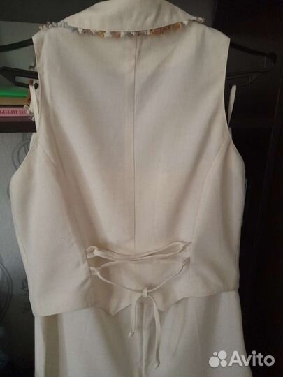 Костюм юбка блузка, лён р. 46