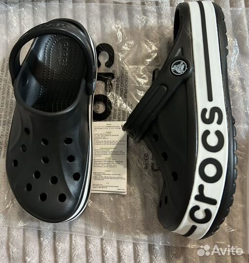 35-38 Женские Сабо Crocs Clog Черные с белым