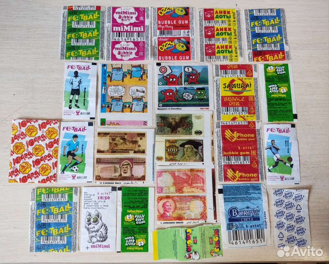 Вкладыши от жвачек, этикетки