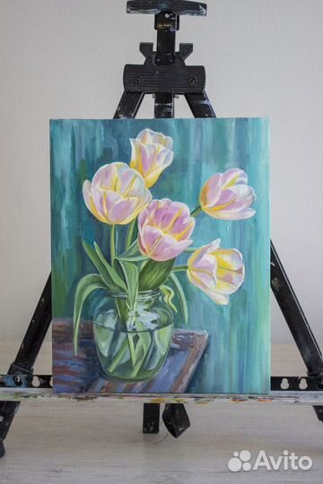 Картина маслом тюльпаны в вазе. Картина с цветами