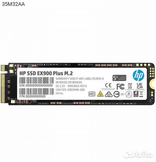 Диск SSD HP EX900 Plus M.2 2280 256GB PCIe NVMe 3