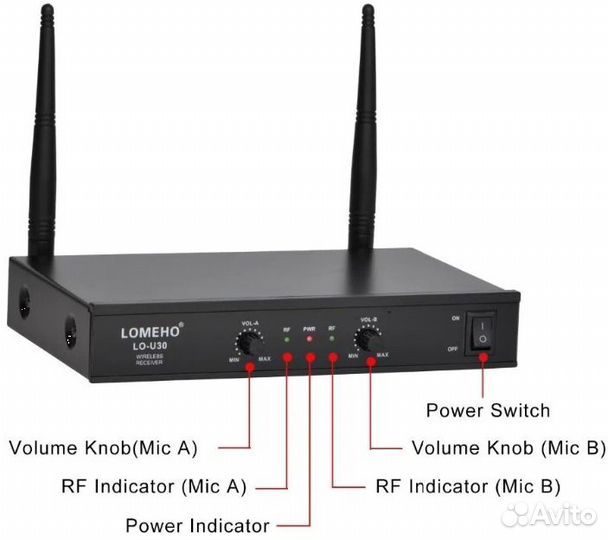 Радиосистема с двумя микрофонами Lomeho LO-U30