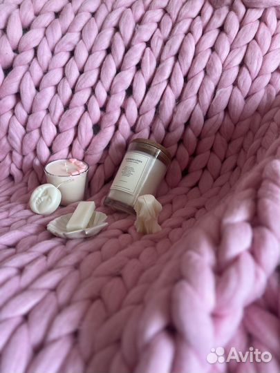 Плед из шерсти мериноса крупной вязки