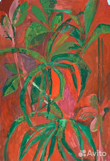 Яркая картина абстракия маслом в интерьер цветы