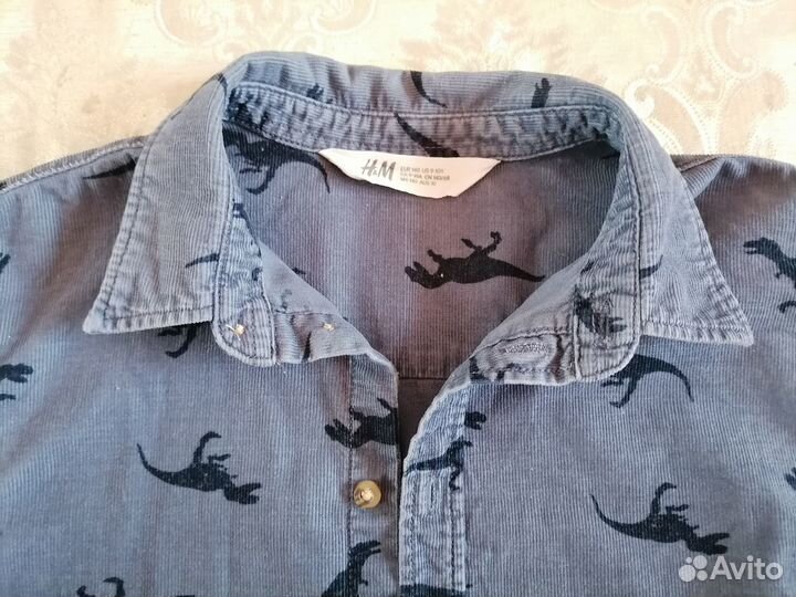 Рубашка H&M 140р.синяя