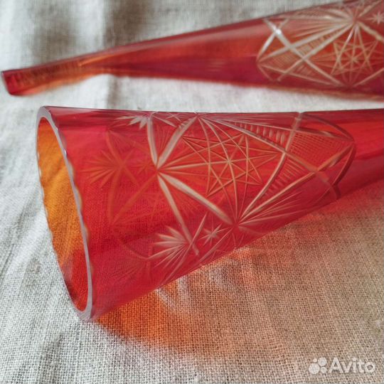 Хрусталь. Рог. Цветное стекло. Винтаж