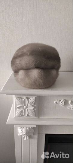 Шапка норковая голубая