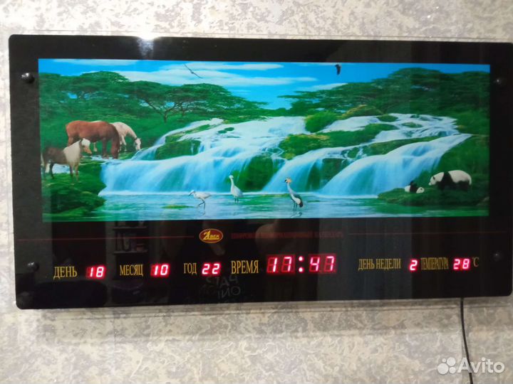 Картина водопад (подсветка,звук,часы)