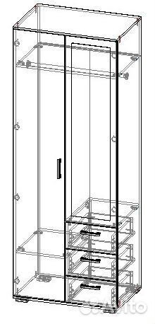 Шкаф 2-дверный с ящиками и зеркалом шон-14