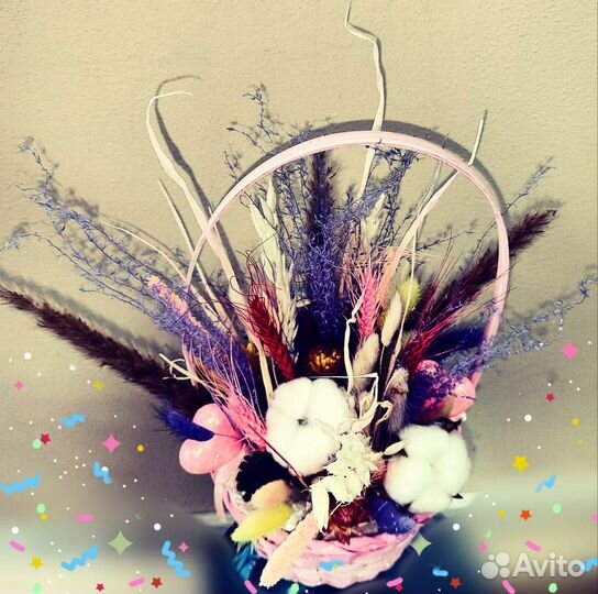 Букет из сухоцветов со стабилизированной розой