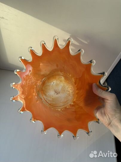 Фруктовница ваза конфетница гутное стекло СССР