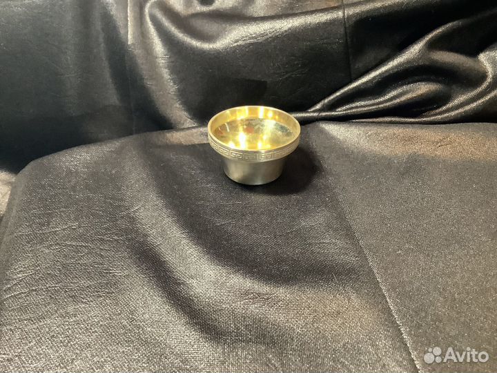Серебряная солонка СССР 916 проба с ложечкой