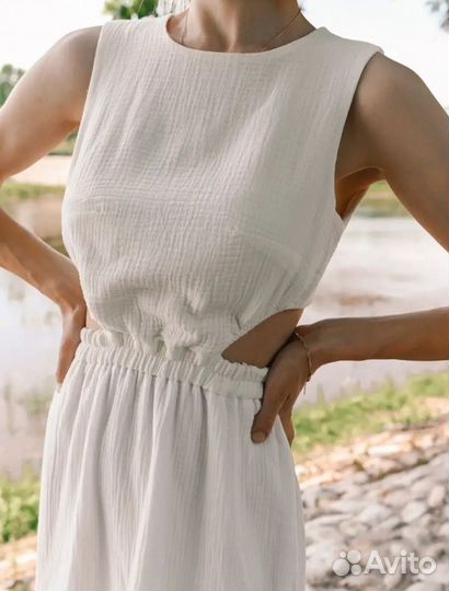 Платье из муслина белое женское 44 46 м