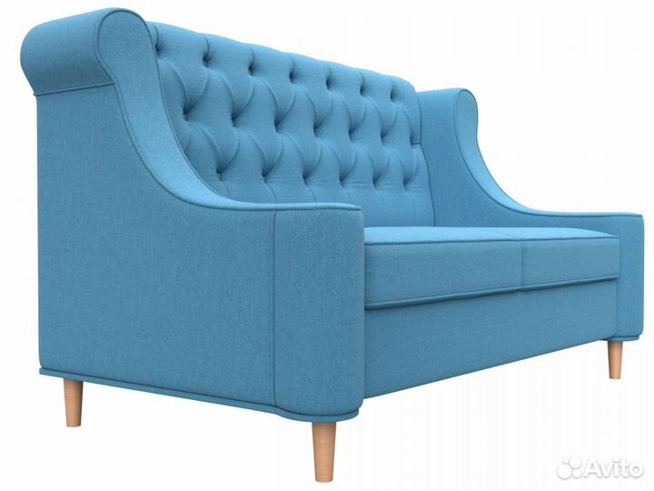 Диван кухонный прямой Бронкс, рогожка, амур голубой