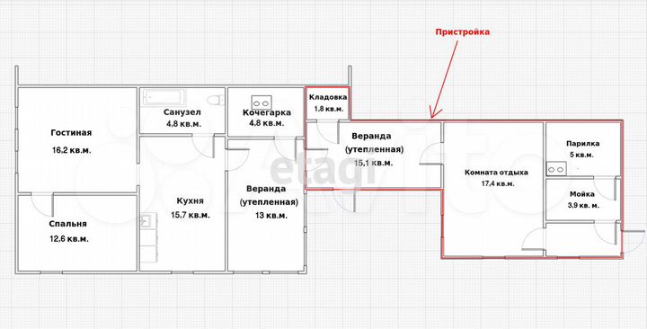 Дом 47,3 м² на участке 16,1 сот.