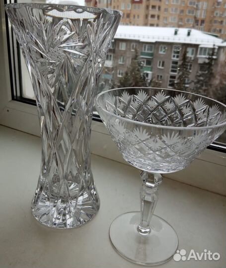 Ваза на ножке хрусталь