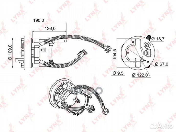Фильтр топливный погружной LF951M lynxauto
