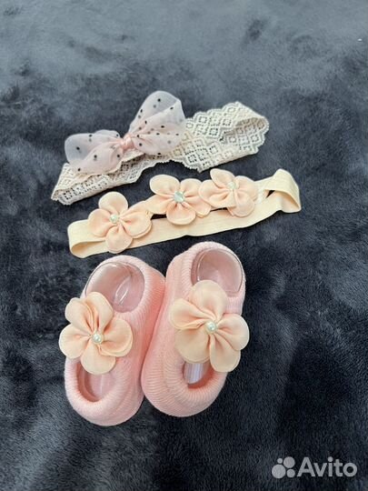 Пинетки + повязка на голову(2шт)