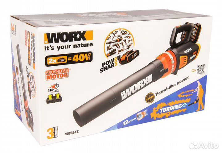 Воздуходувка аккумуляторная worx WG584E.9