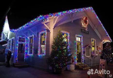 Украшение дома гирляндой бахрома