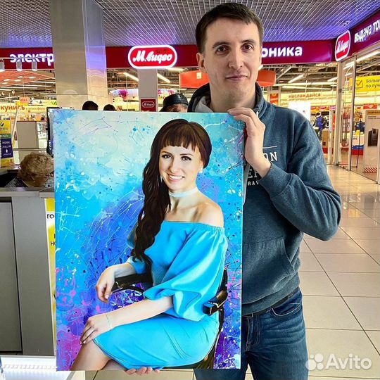 Портрет по фото на холсте с доставкой