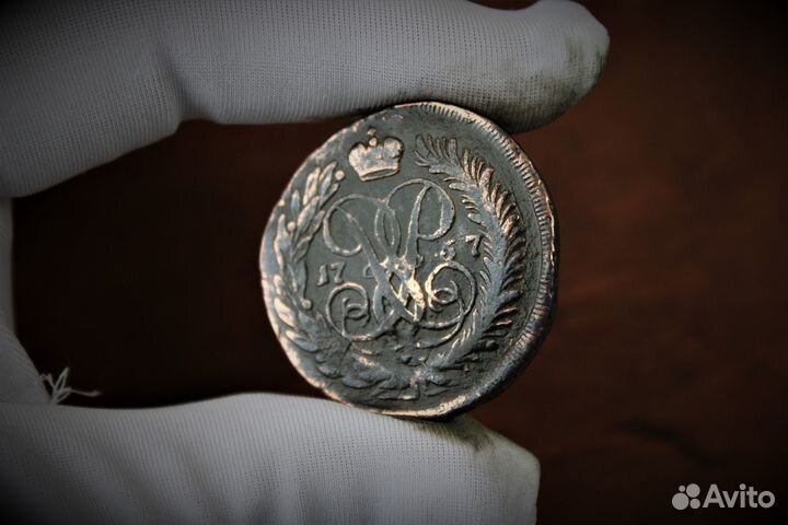2 Копейки перечекан 1757 Елизавета В. в Твери