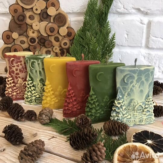 Новогодние свечи из пчелиного воска