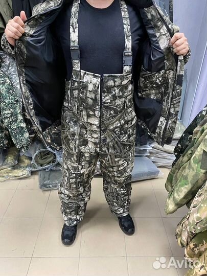 Зимний костюм с мехом камуфляж