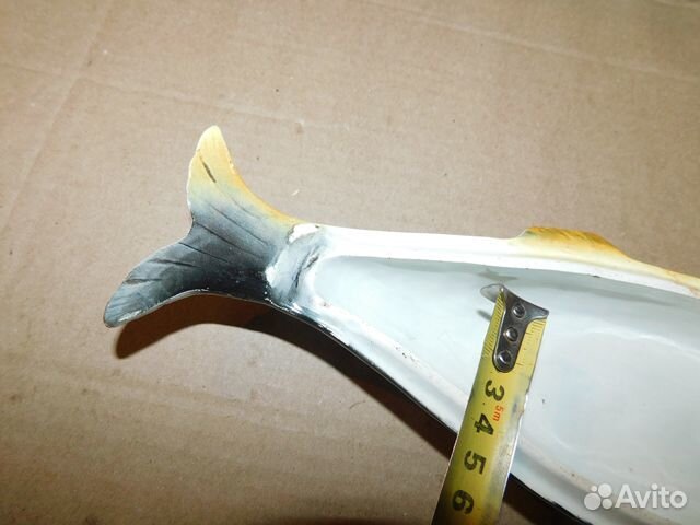 Старинная,фаянсовая масленка-шкатулка Рыба ри