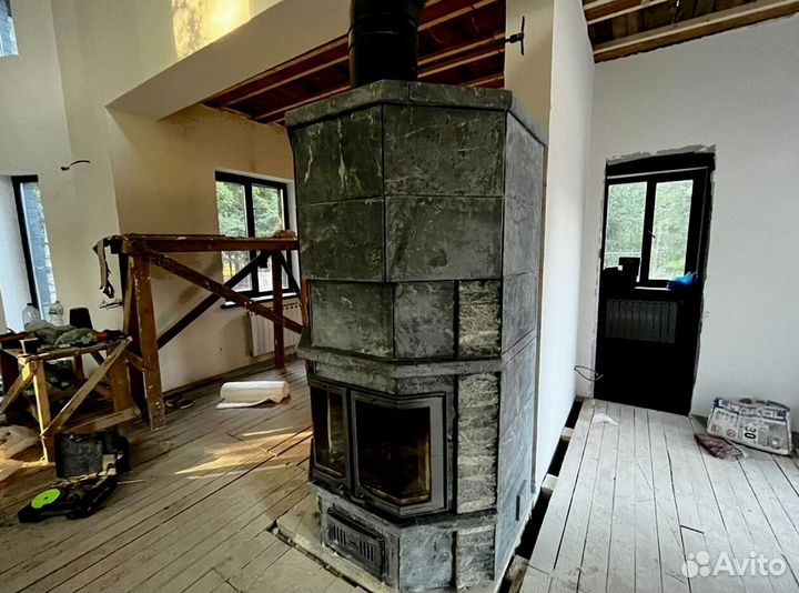 Камин полностью из натурального камня