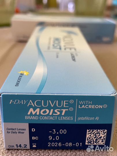 Линзы контактные acuvue moist -3.5, -3.0