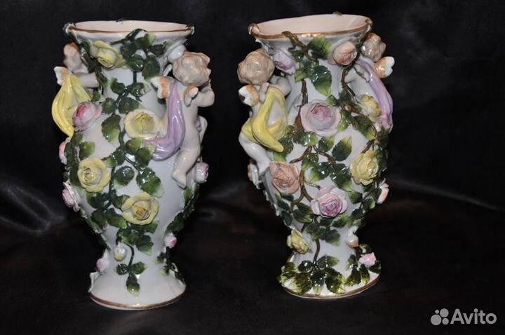 Фарфор,германия,sitzendorf,пара ваз
