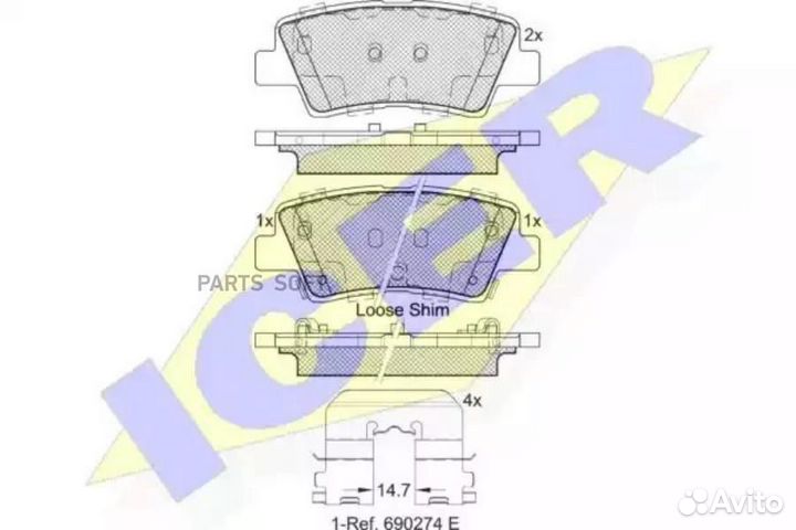 Icer 182036 Колодки торм.диск.задн. Kia Rio III (1