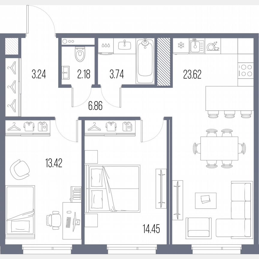 2-к. квартира, 67,5 м², 10/10 эт.
