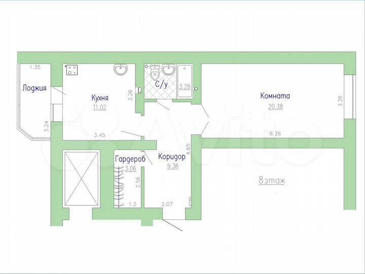 1-к. квартира, 47,5 м², 8/10 эт.