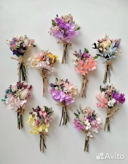 Мини-букеты из сухоцветов ручная работа