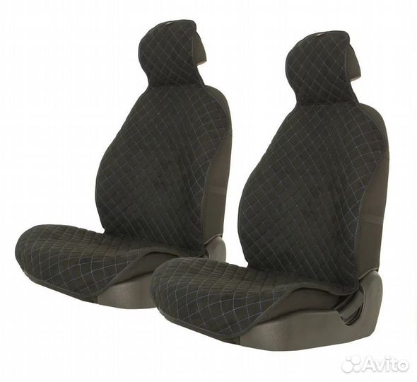 Накидки на сиденья алькантара две штуки черн.синий