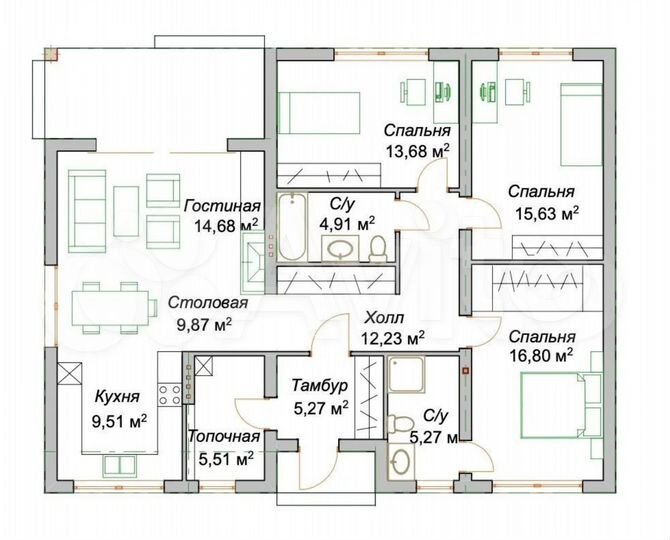 Дом 180 м² на участке 11 сот.