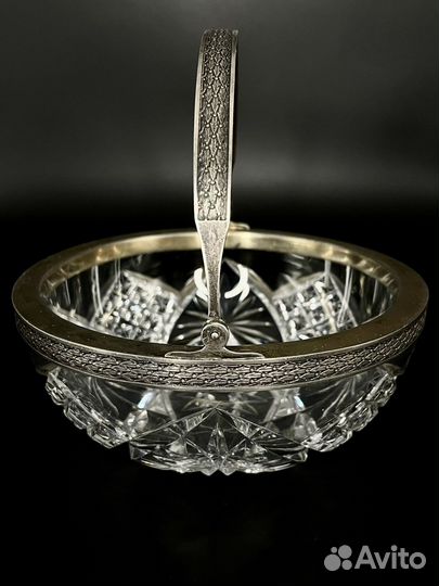 Ваза конфетница хрусталь серебро 84 проба