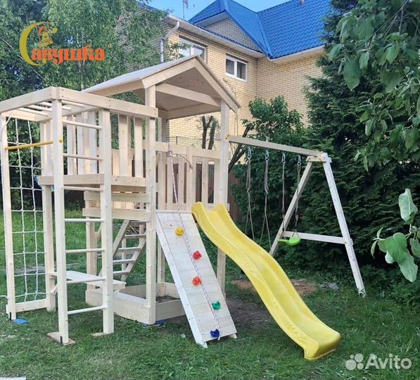 Детские площадки домики горка качели