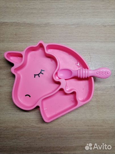 Детская тарелка на присоске, нагрудник