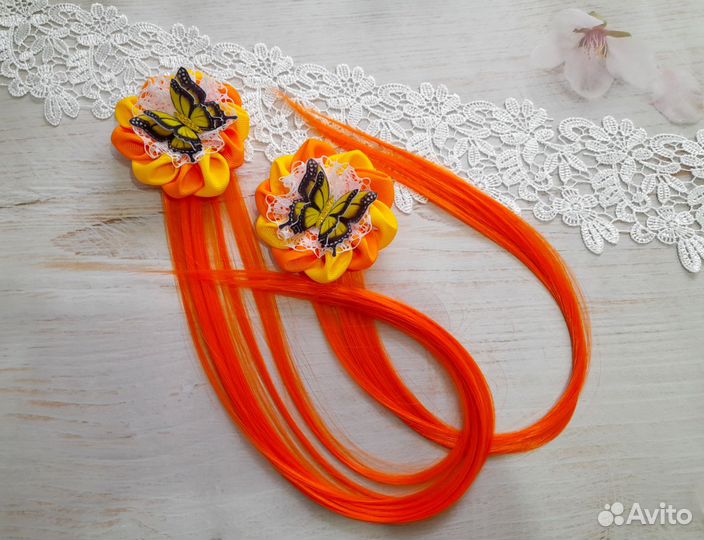 Зажим для волос с прядью, комплект - 2 шт