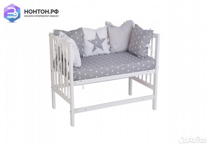 Кроватка детская приставная Фея 100 белый