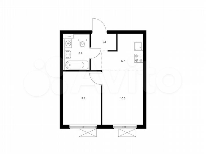 2-к. квартира, 32,4 м², 11/25 эт.